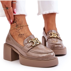 S.Barski Fashionabla pumps med massiva klackar beige Imani