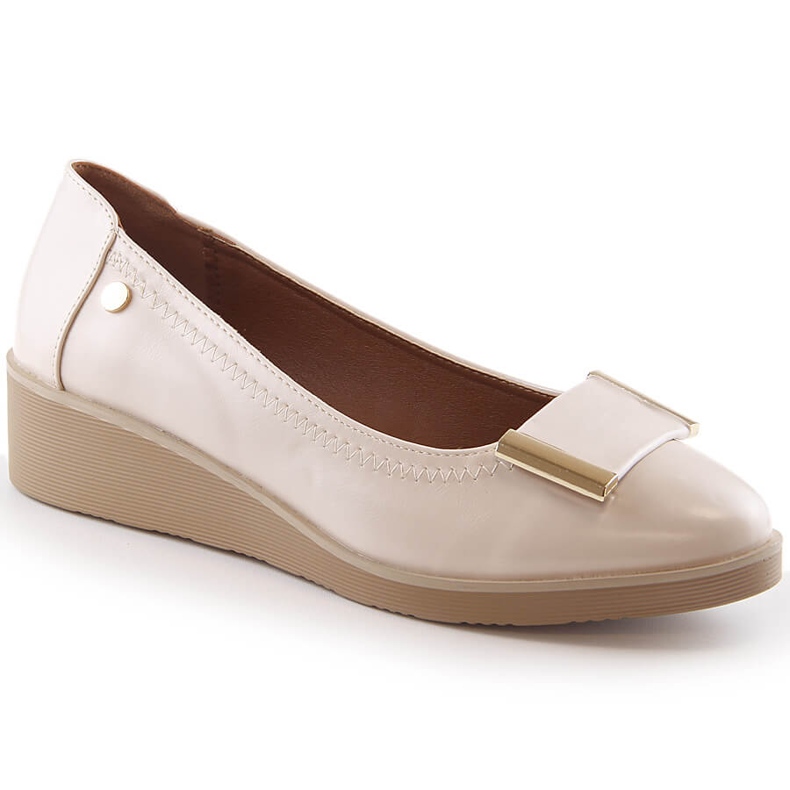 M. DASZYŃSKI Kvinnors beige wedge pumps M.Daszyński MR2265-4