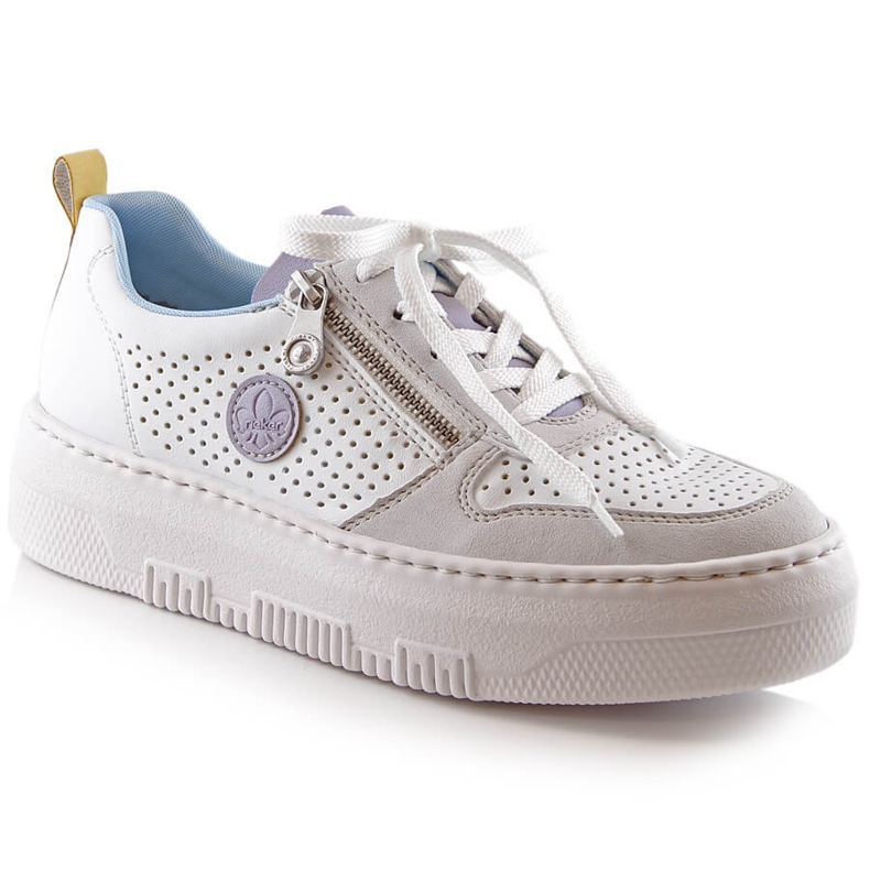Bekväma vita genombrutna sportskor för dam Rieker M1905-80