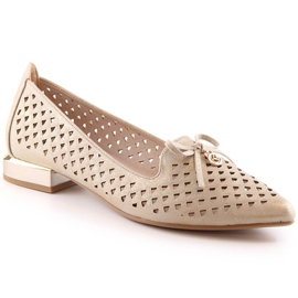 Genombrutna guld spetsade skor för kvinnor Jezzi ASA178-5 gyllene