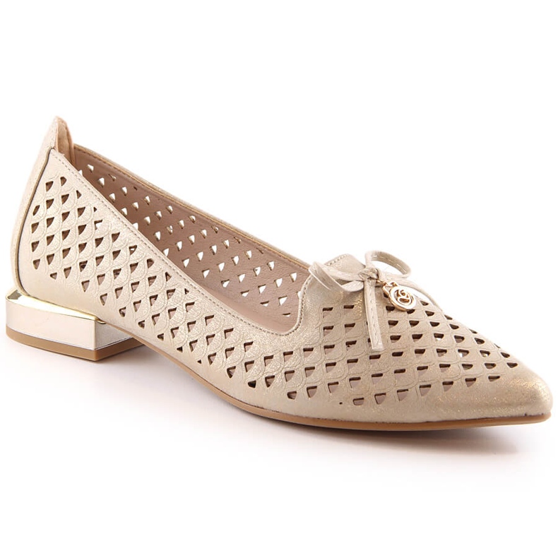Genombrutna guld spetsade skor för kvinnor Jezzi ASA178-5 gyllene