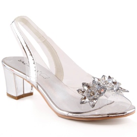 Sabatina 2014-600 silver genomskinliga damsandaler med zirkoner
