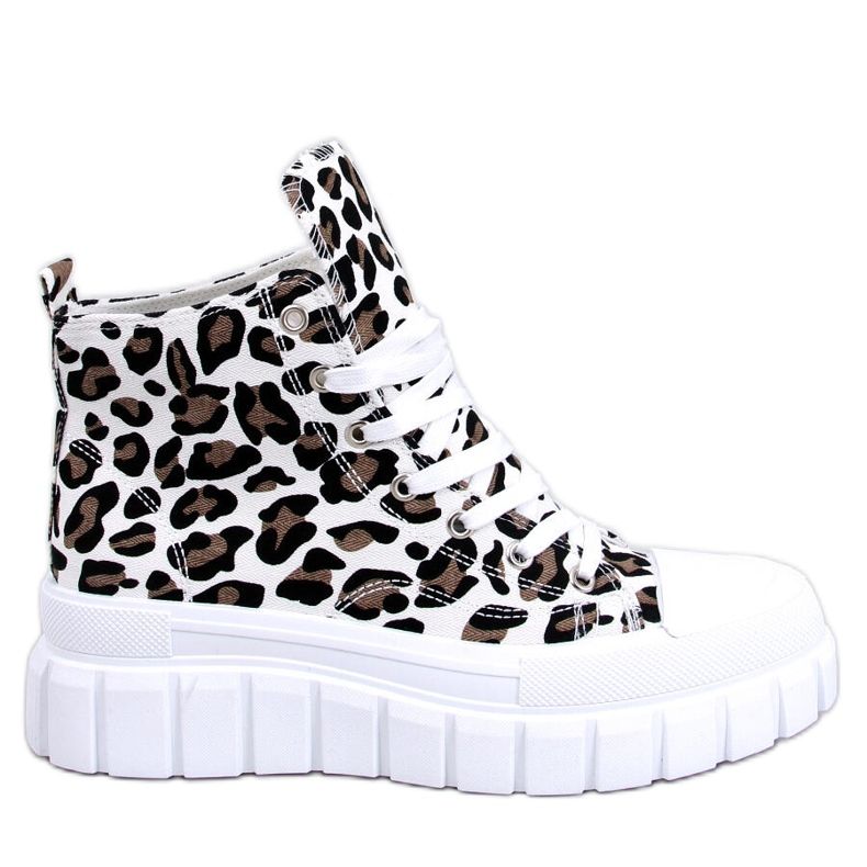 BM Lion Leopard leopard high-top sneakers beige