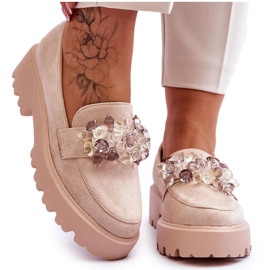 FB2 Platform Loafers för kvinnor med beige ornament Brenda