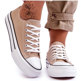 FB2 Damsneakers På En Chunky Plattform Beige Glöd