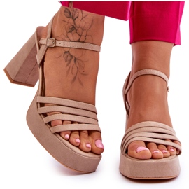 Platformsandaler i mocka för kvinnor Beige Verda brun