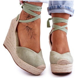 Damsandaler med snörning, grön Bethany