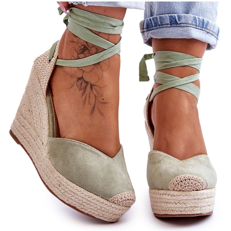 Damsandaler med snörning, grön Bethany