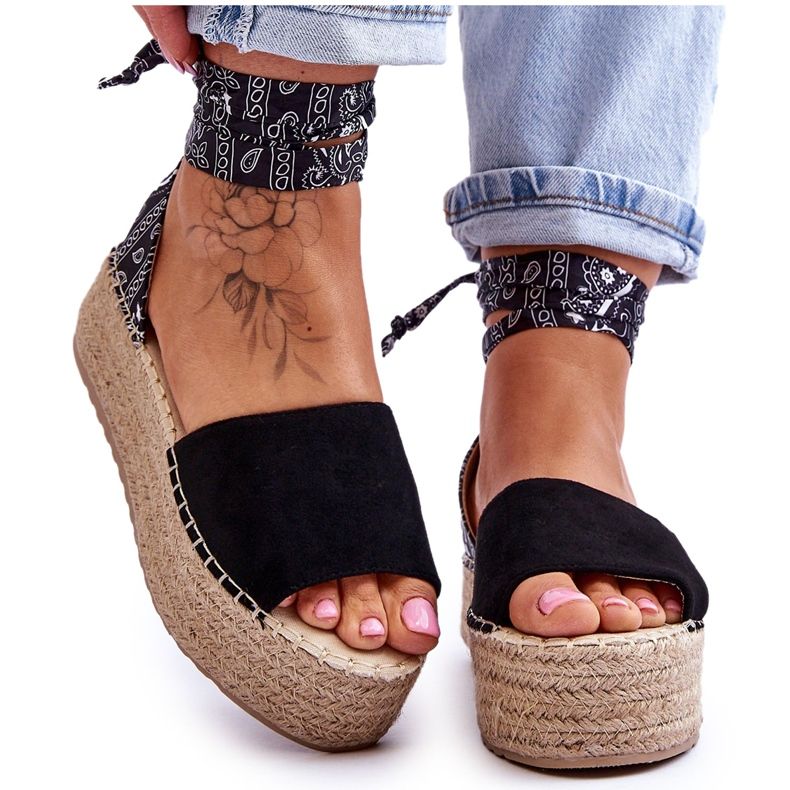 Mocka Wedge Sandaler Svart Livia