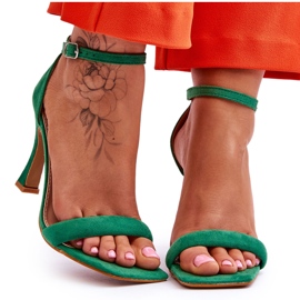Mocka kvinnors gröna Rousses sandaler med hög klack