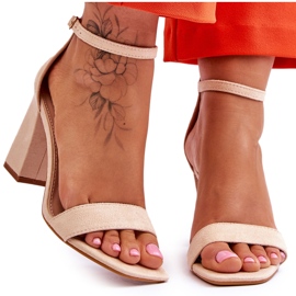 Damsandaler På Stabil Klack Beige Lavissa brun