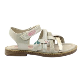 American Club American Sandals Girls för kardborrband 15079 Beige/Gold