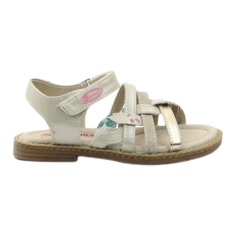 American Club American Sandals Girls för kardborrband 15079 Beige/Gold