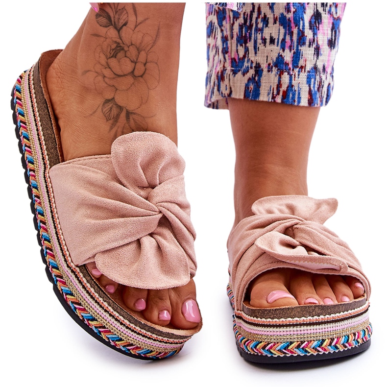 Kvinnors Tofflor På En Massiv Plattform Ljusrosa Terisa