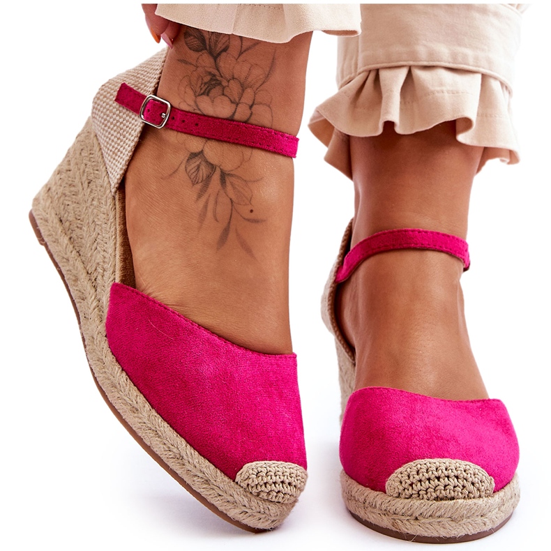 Fuchsia Cammer Mocka Espadrilles Wedge Sandaler rosa