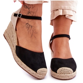 Mocka Espadrilles Wedge Sandaler Svart Cammer