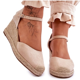 Mocka Espadrilles Wedge Sandaler Beige Cammer brun