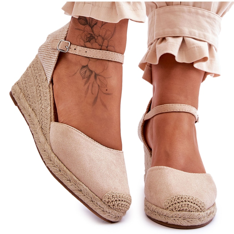 Mocka Espadrilles Wedge Sandaler Beige Cammer brun