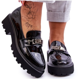 FJ1 Lackade Mockasiner Med Black Glory Plattformsdekoration svart