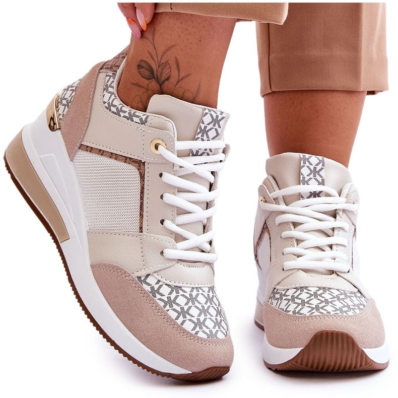 Wedge Sneakers för kvinnor Vit-Beige Nomera
