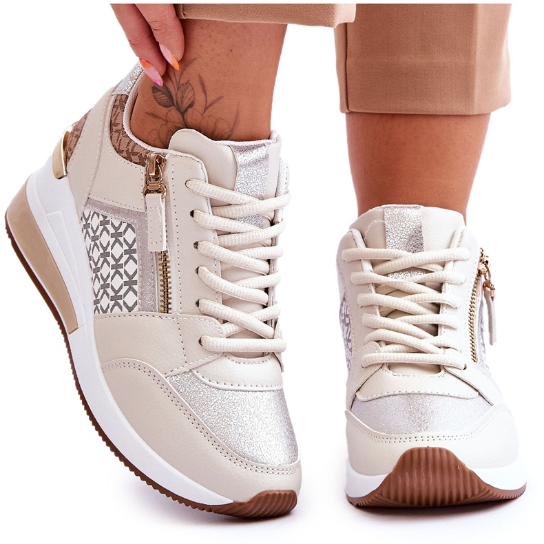 Fashionabla wedge sneakers för kvinnor Beige Jolly