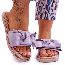 Mocka Damtofflor med rosett Lila Ambra purpur