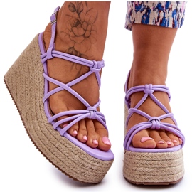 Fashionabla Nessia Wedge Wedge-sandaler med fläta purpur