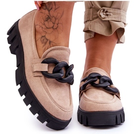 Vinceza Loafers i mocka för kvinnor Beige Bennett svart