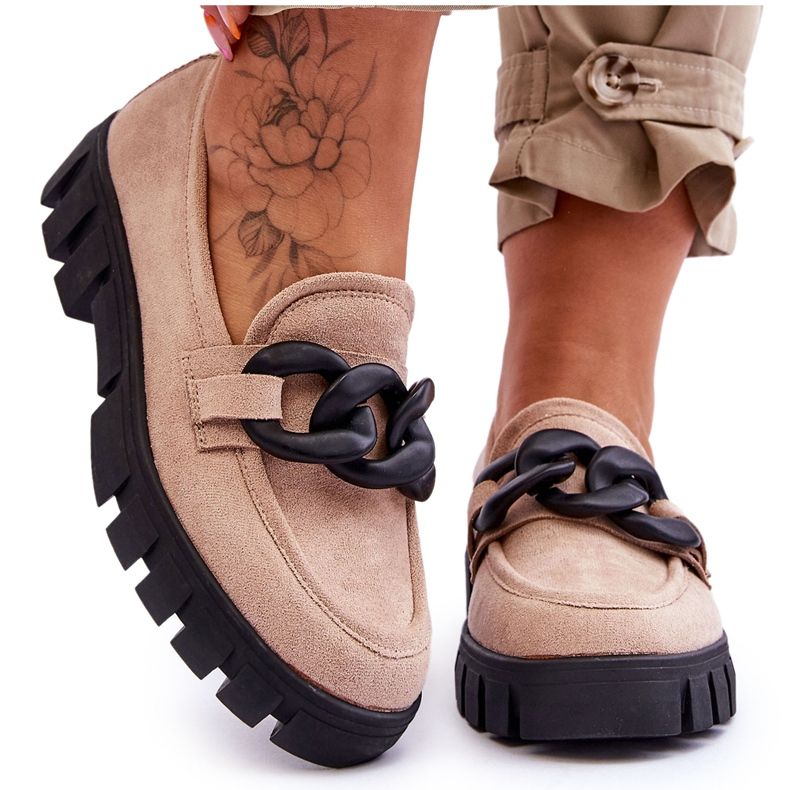 Vinceza Loafers i mocka för kvinnor Beige Bennett svart