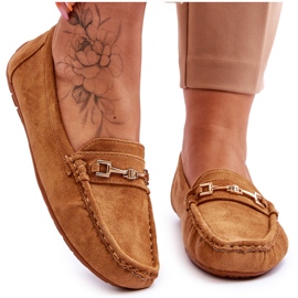 Loafers i mocka med brun Eleina-prydnad