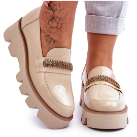 Fashionabla Loafers På Plattformen Med Dekoration Laura Messi 2600 Beige