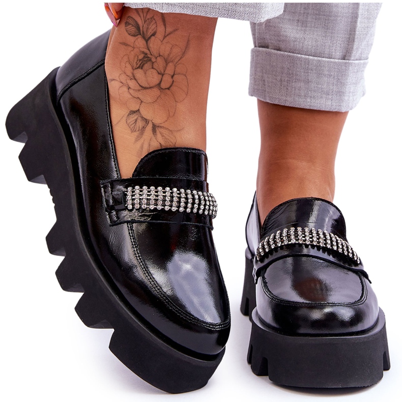 Fashionabla Loafers På Plattformen Med Dekoration Laura Messi 2600 Svart
