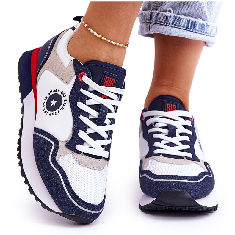 Dam Sneakers Memory Foam System Big Star LL274538 Vit-Marinblå