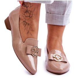 Vinceza Patent Loafers med låg klack Beige Asselia