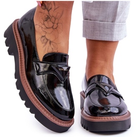 Vinceza Lackade Damplattform Loafers Med Dekoration Svart Jonett