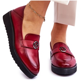 Vinceza Låg kil loafers i läder för kvinnor Röd Synthia