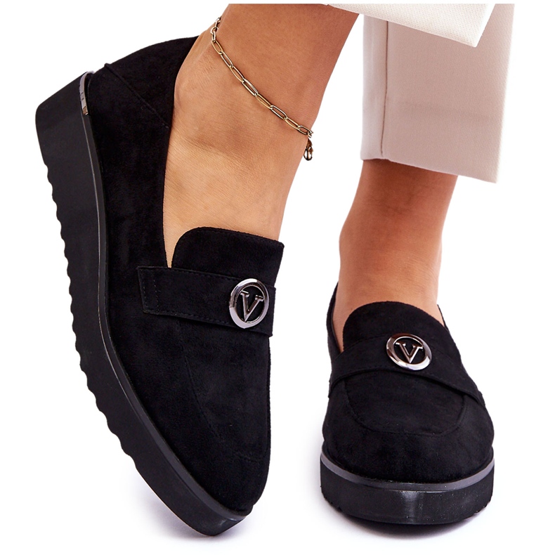 Vinceza Låg kil loafers i mocka för kvinnor Svart Synthia