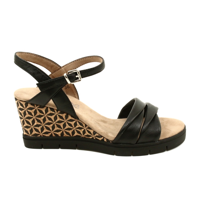 Caprice Wedge Lädersandaler 9-28710-20 040 Svart Softnap