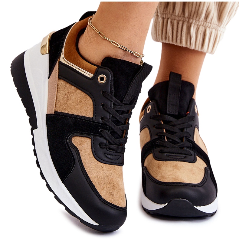 Klassiska Wedge Sneakers Beige och Black Collide brun
