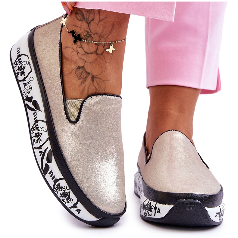 S.Barski Slip-On läder Sneakers för kvinnor Guld Ottavia gyllene