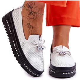 S.Barski Slip-on läder Sneakers för kvinnor White Raven vit