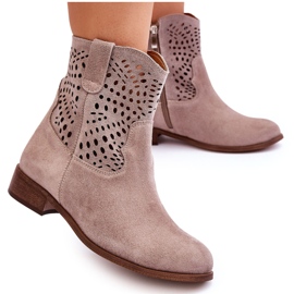 Lewski Shoes Mocka genombrutna stövlar för kvinnor Leski Skor 3301 Cappuccino brun