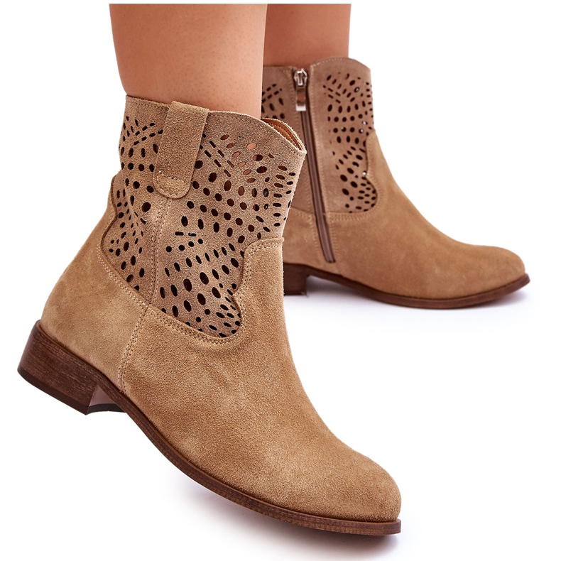 Lewski Shoes Dammocka genombrutna stövlar Leski Skor 3301 Beige