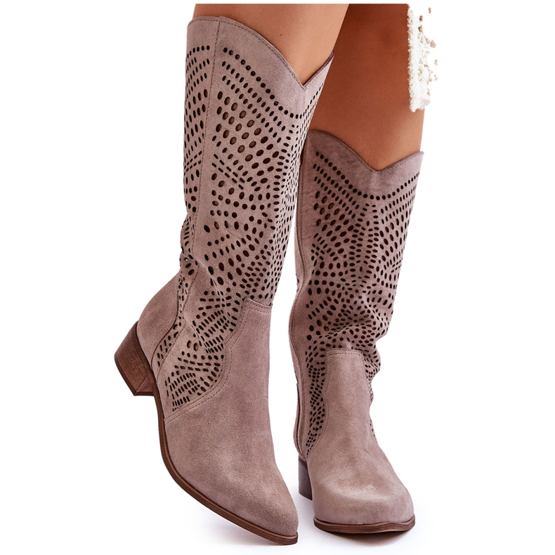 Lewski Shoes Mocka Cowboy Boots Before The Knee Left Shoes 3305 Cappuccino brun