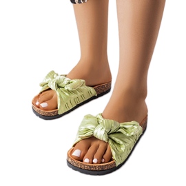 Gröna tofflor med rosett från Duplanty