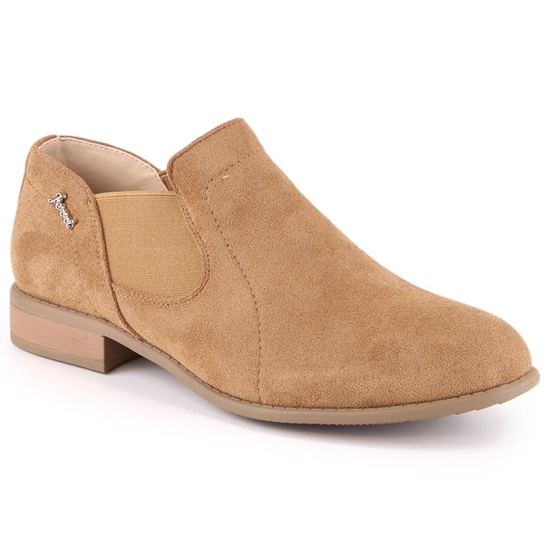 Slip-on skor i beige mocka för kvinnor Jezzi ASA142-26A