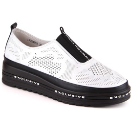 Skinnbekväma slip-on skor genombrutna silver S.Barski LR29089
