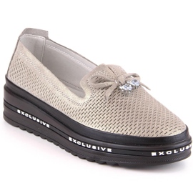 S.Barski AL22400 läder bekväma slip-on guldskor för kvinnor gyllene