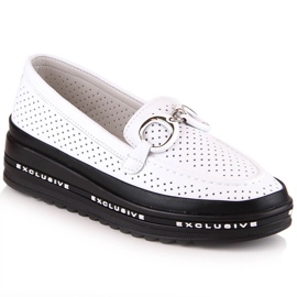 Skinnbekväma genombrutna slip-on skor vita S.Barski LR27750