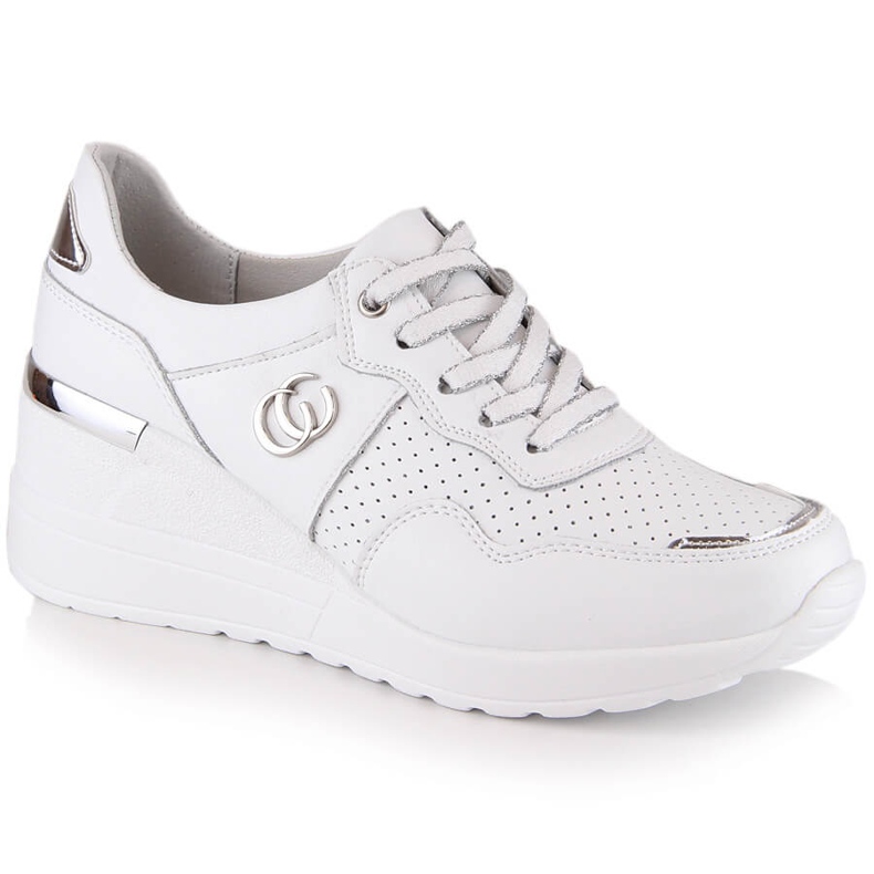 Bekväma läderskor för kvinnor vita sneakers S.Barski LR29169
